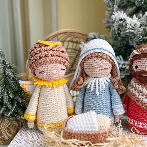 Crochet Nativity set: Angel, Baby Jesus, Mary, Joseph, donkey and sheep/Pattern/PDF/English only/Christmas, Nativity toys, Amigurumi, X-mas
