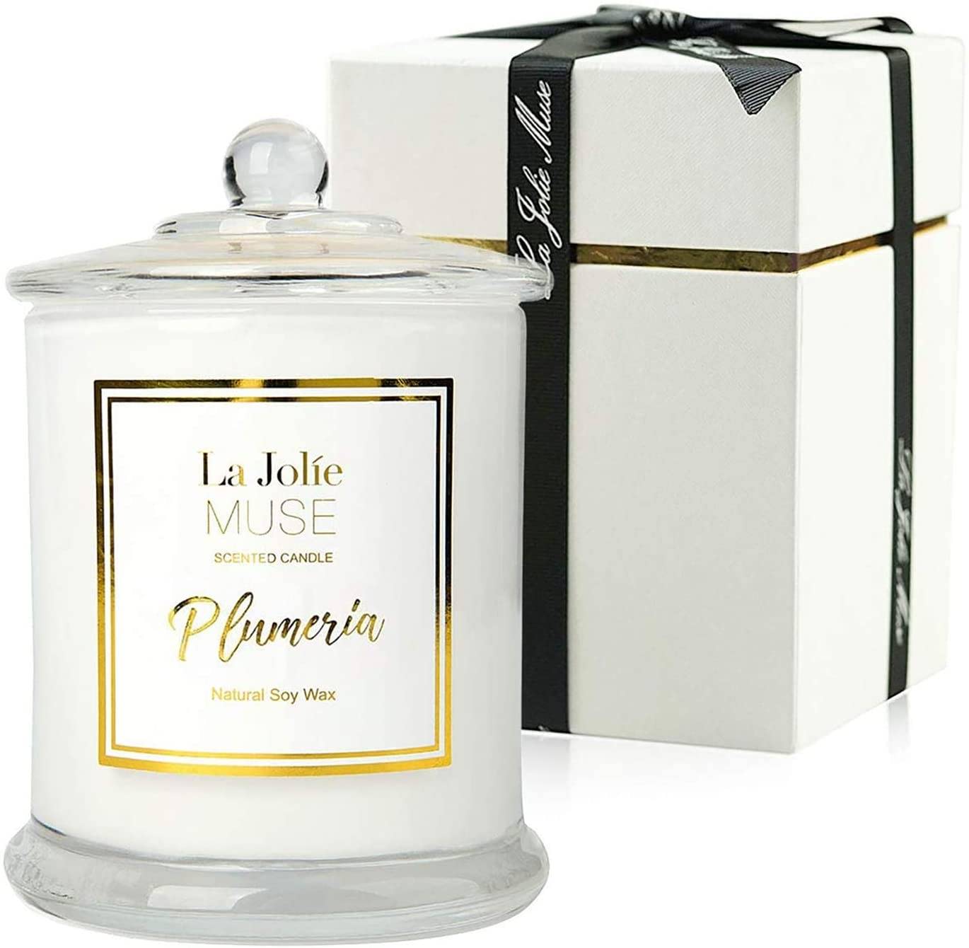Scented Candles From La Jolie Muse With Scent of Jasmine & Plumeria Made of Soy Wax For Women