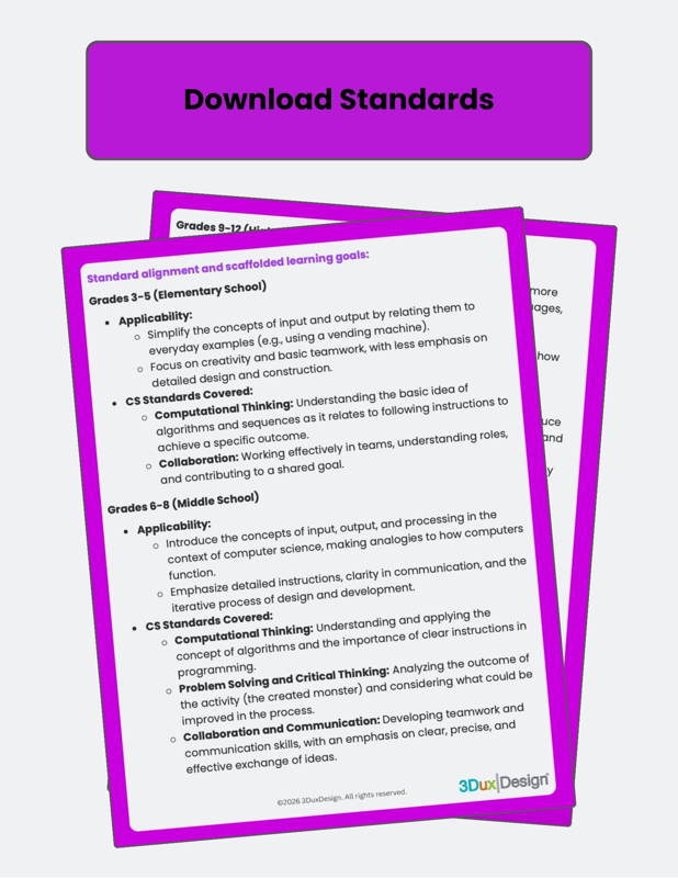 standards  download for 3DuxDesign lesson plan