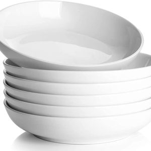 Pasta Bowls, Set of 6, Porcelain Serving Bowls Plates