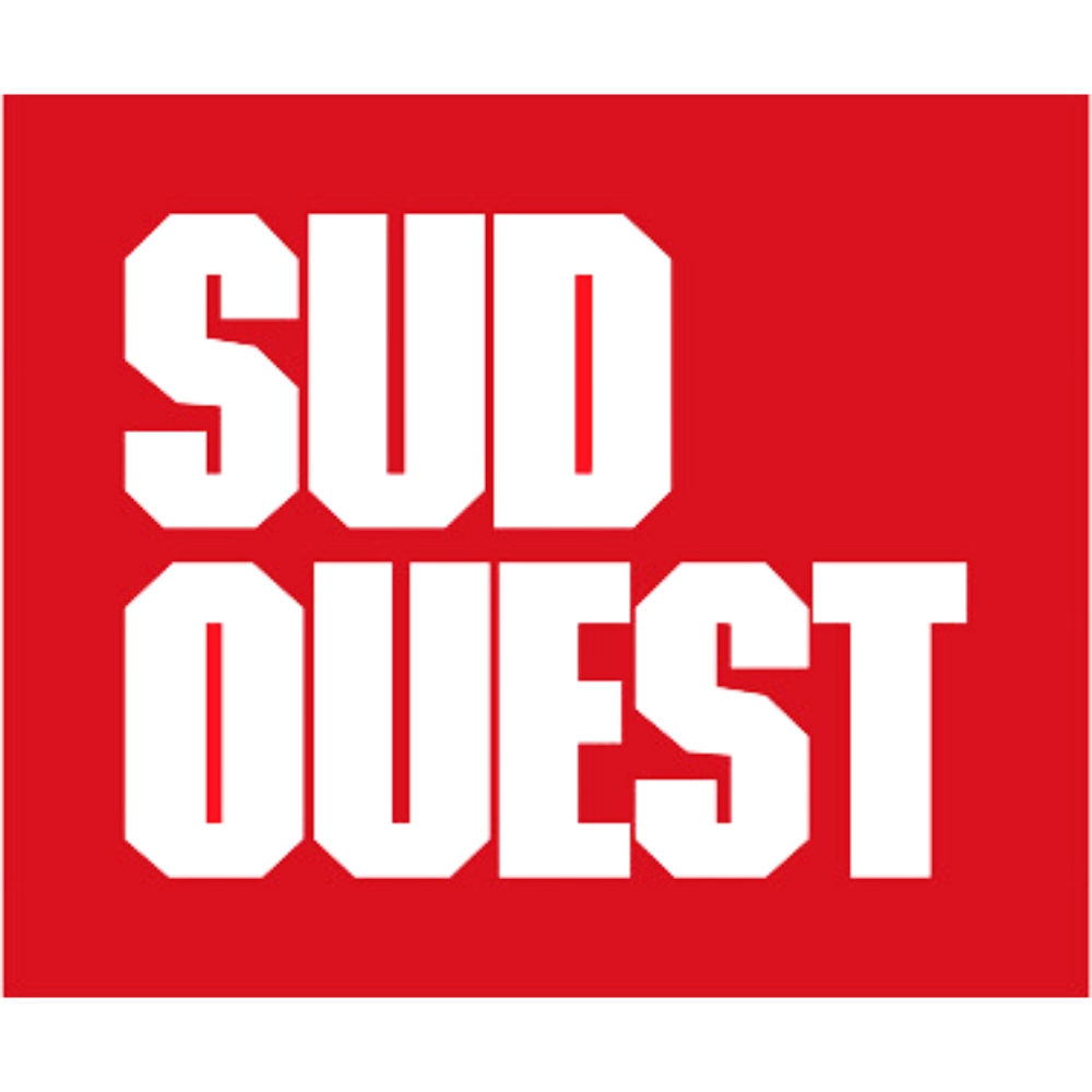 Le logo rouge et blanc du média Sud Ouest