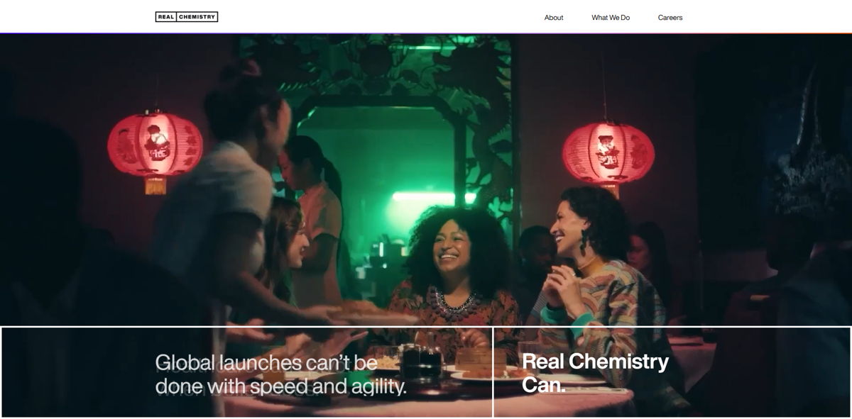 Screenshot of Real Chemistry, from the pr portfolios & websites collection.