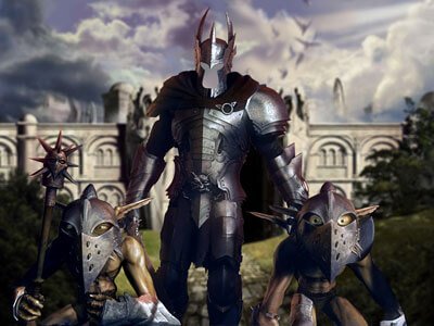 PSD исходник для монтажа в Фотошоп - рыцарь замка