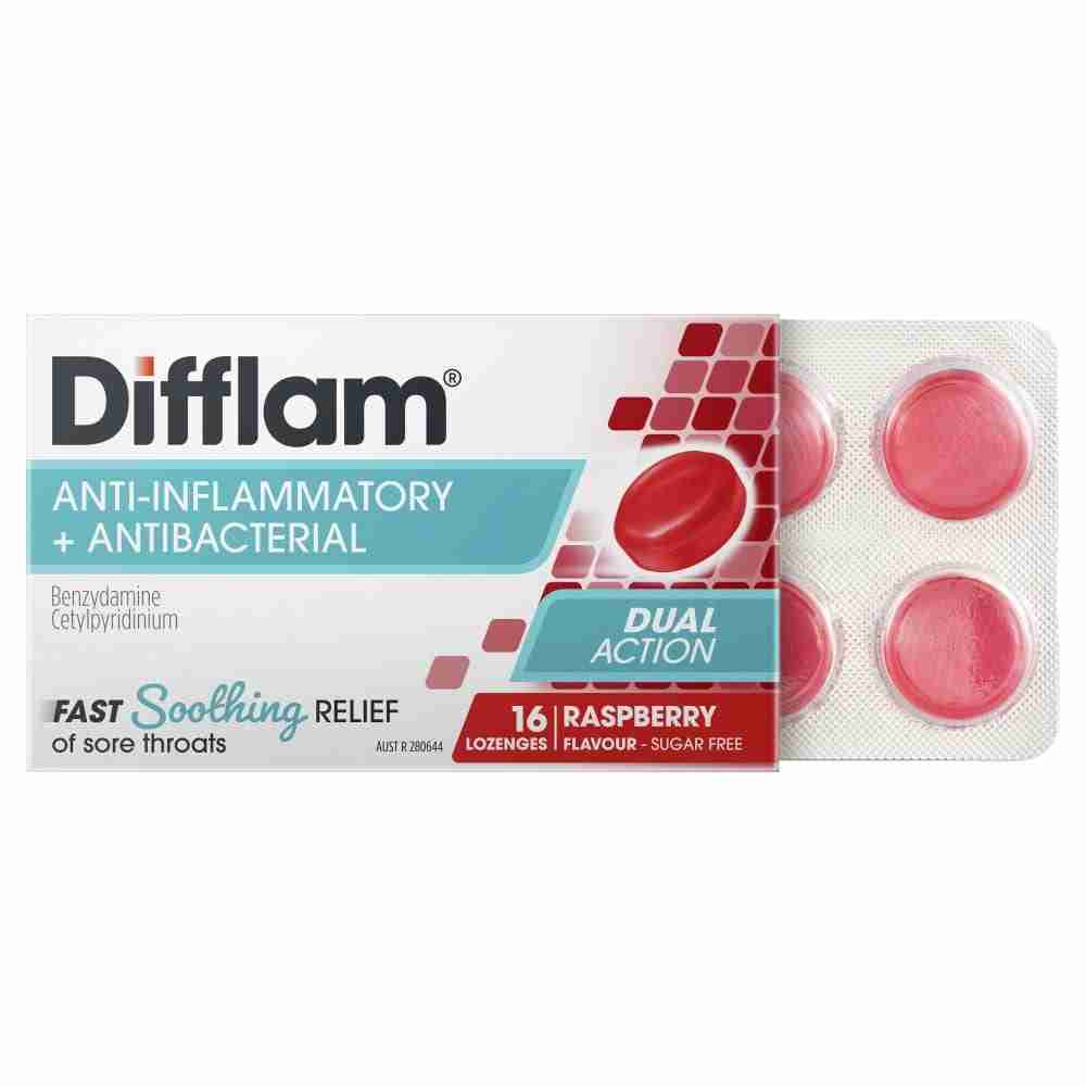 Difflam Sore Throat Lozenges Raspberry Flavour 16S - Image 5