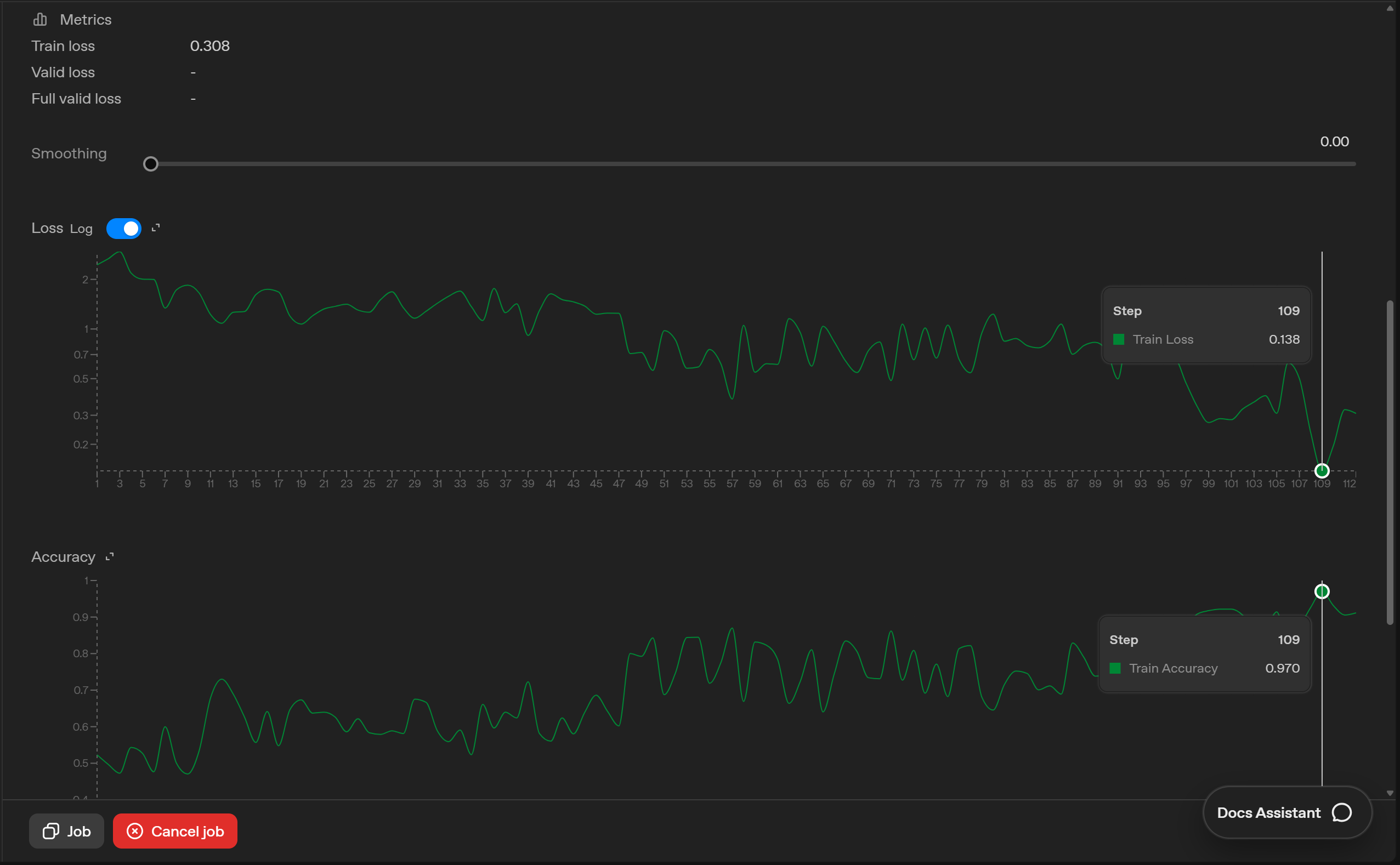 OpenAI training job metrics