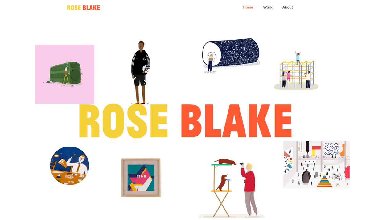 Screenshot of Rose Blake, from the illustrator portfolios collection.