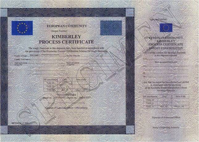 kimberley process certificate