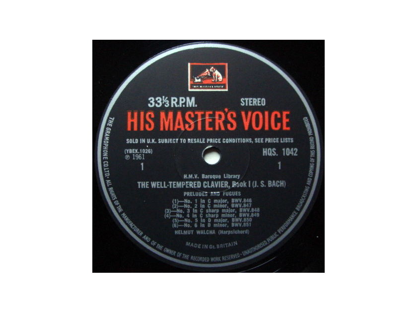 EMI HMV HQS / WALCHA, - Bach Well-Tempered Clavier Book1, NM!