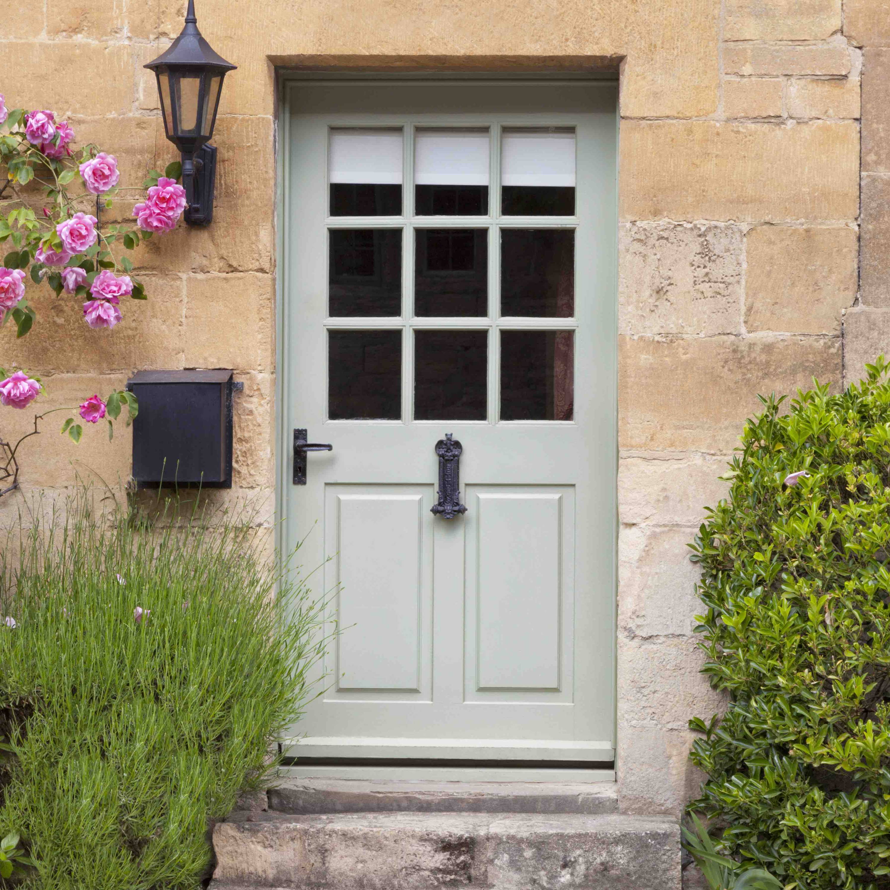 Pretty front door with flowers