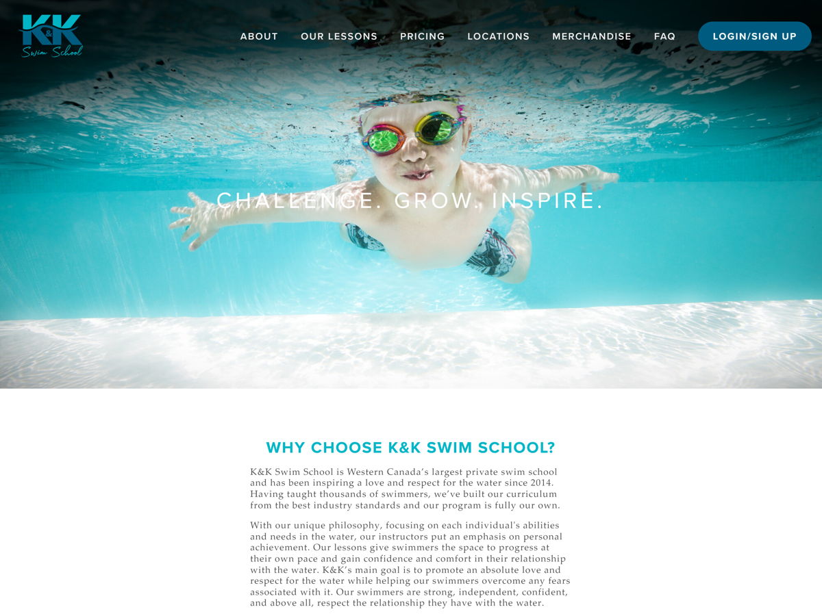 Screenshot of K & K Swim School, from the teacher & educator websites collection.