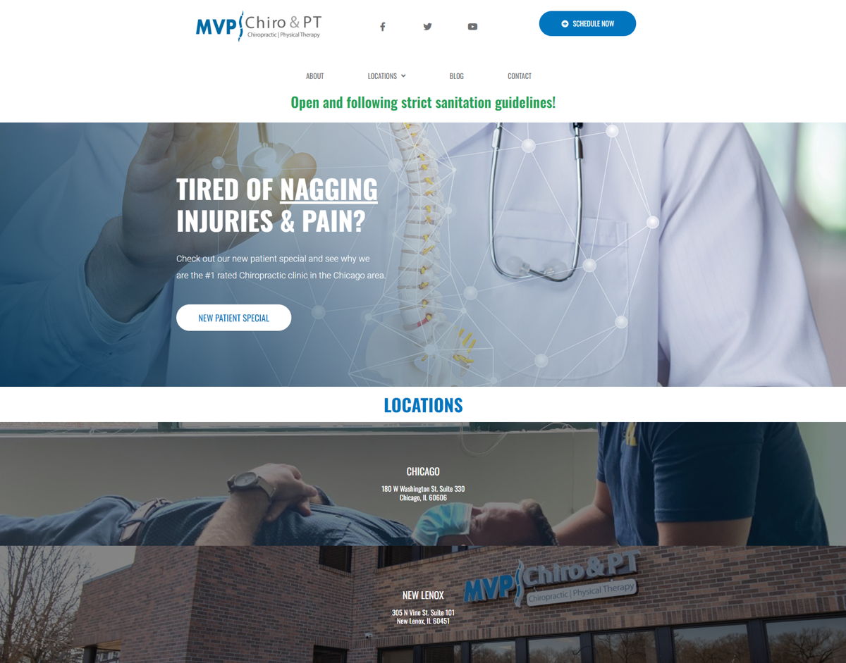Screenshot of MVP Chiropractic, from the chiropractor websites collection.