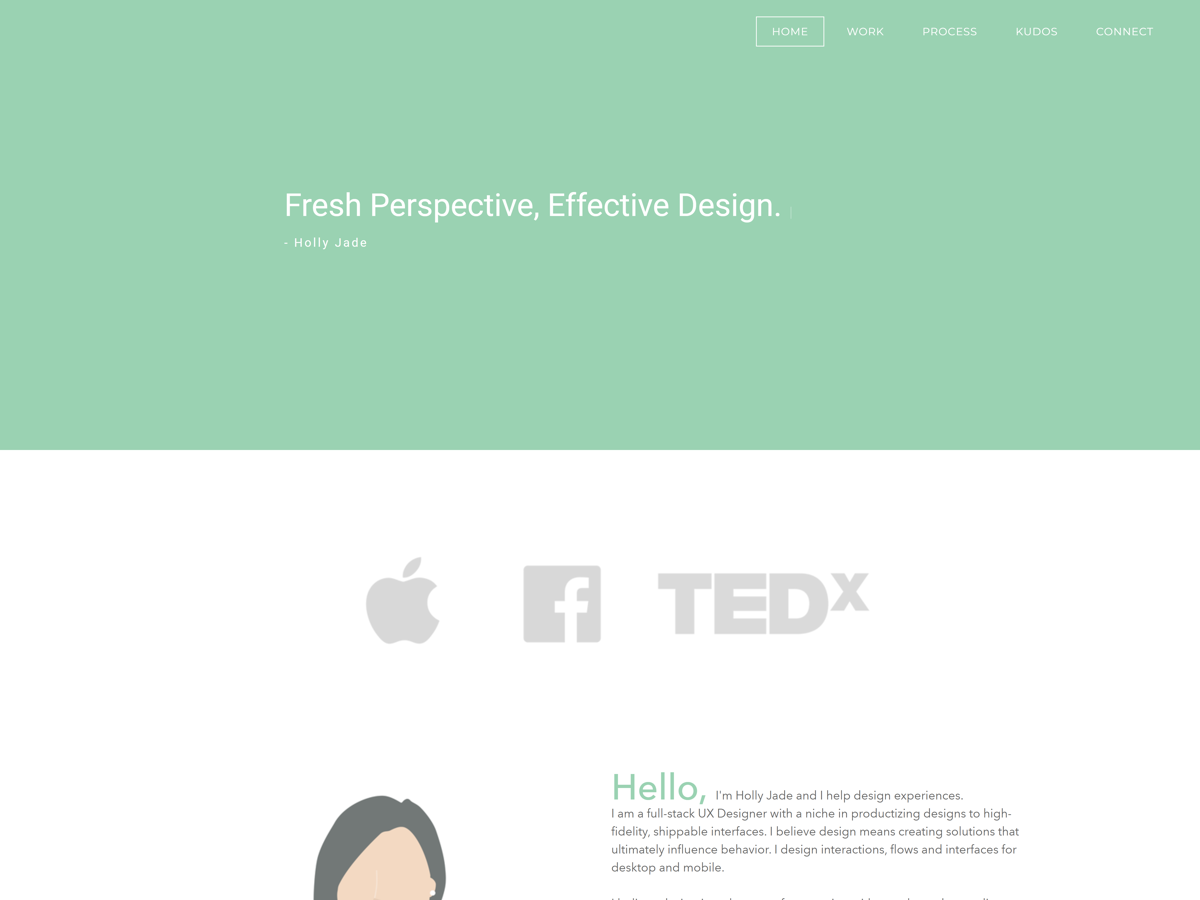 Screenshot of Holly Jade, from the resume websites collection.