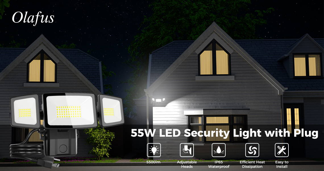 55W LED Outdoor Lights with Plug