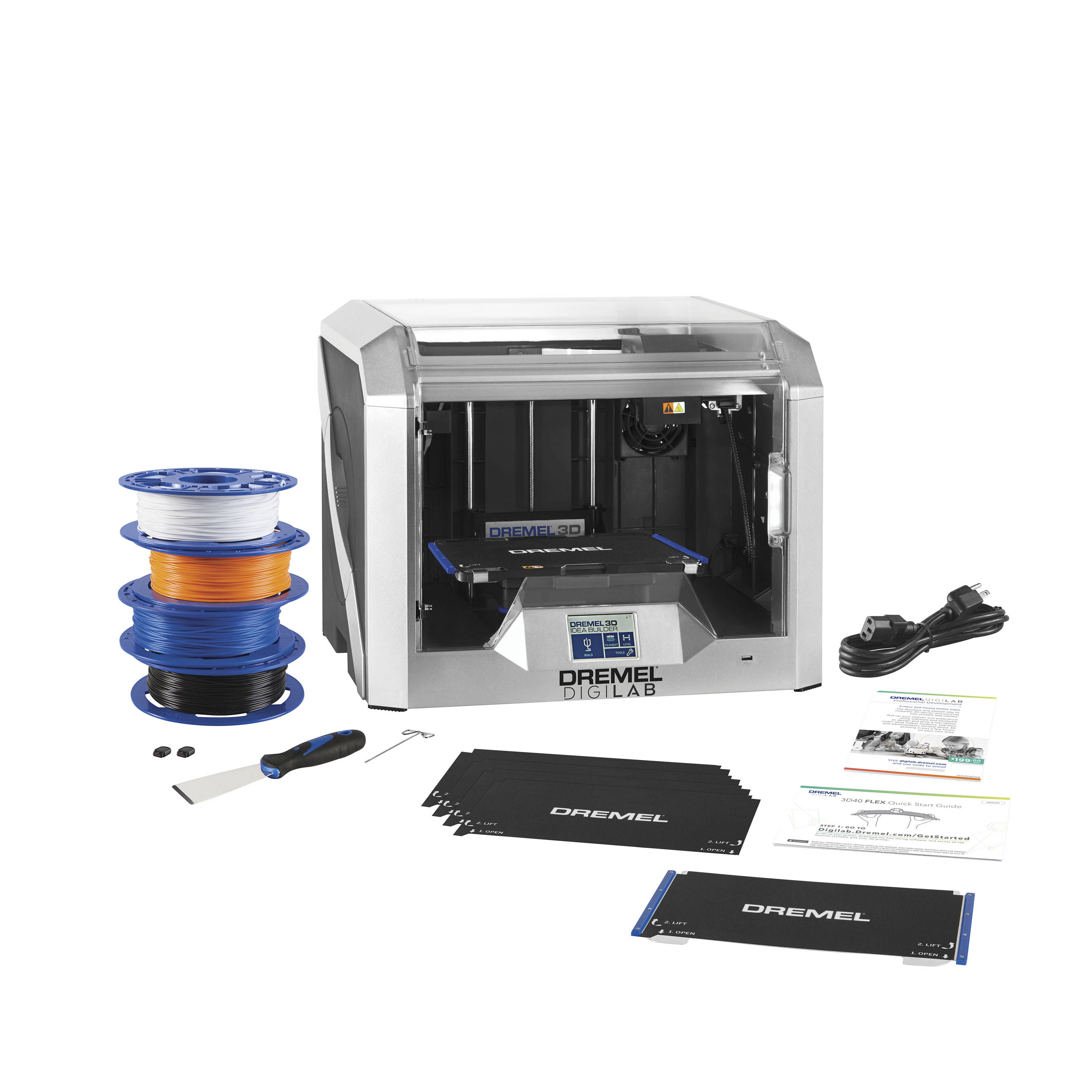 Image of 3D40-FLX-EDU 3D printer bundle with all included contents