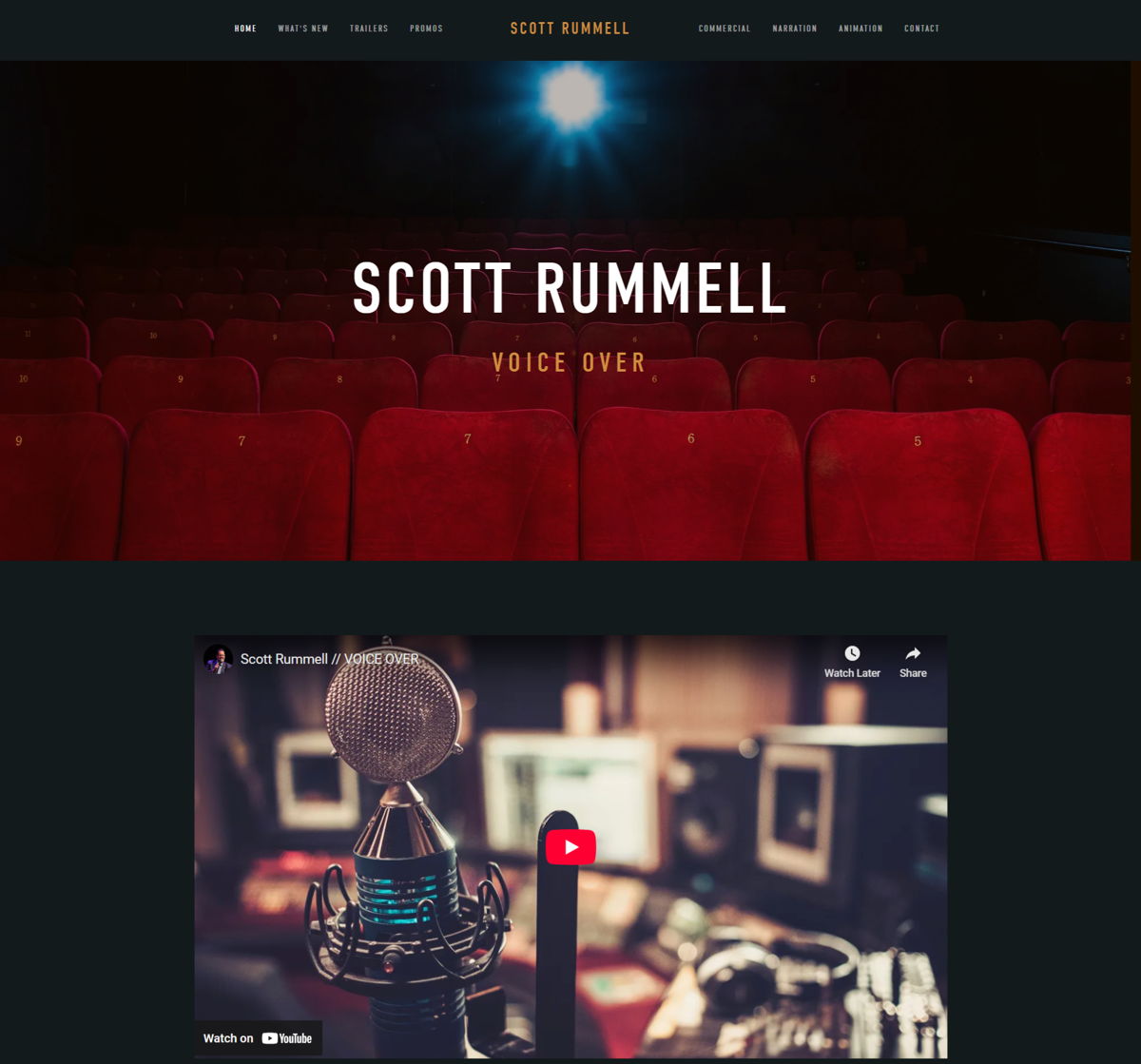 Screenshot of Scott Rummell, from the voice actor portfolios collection.