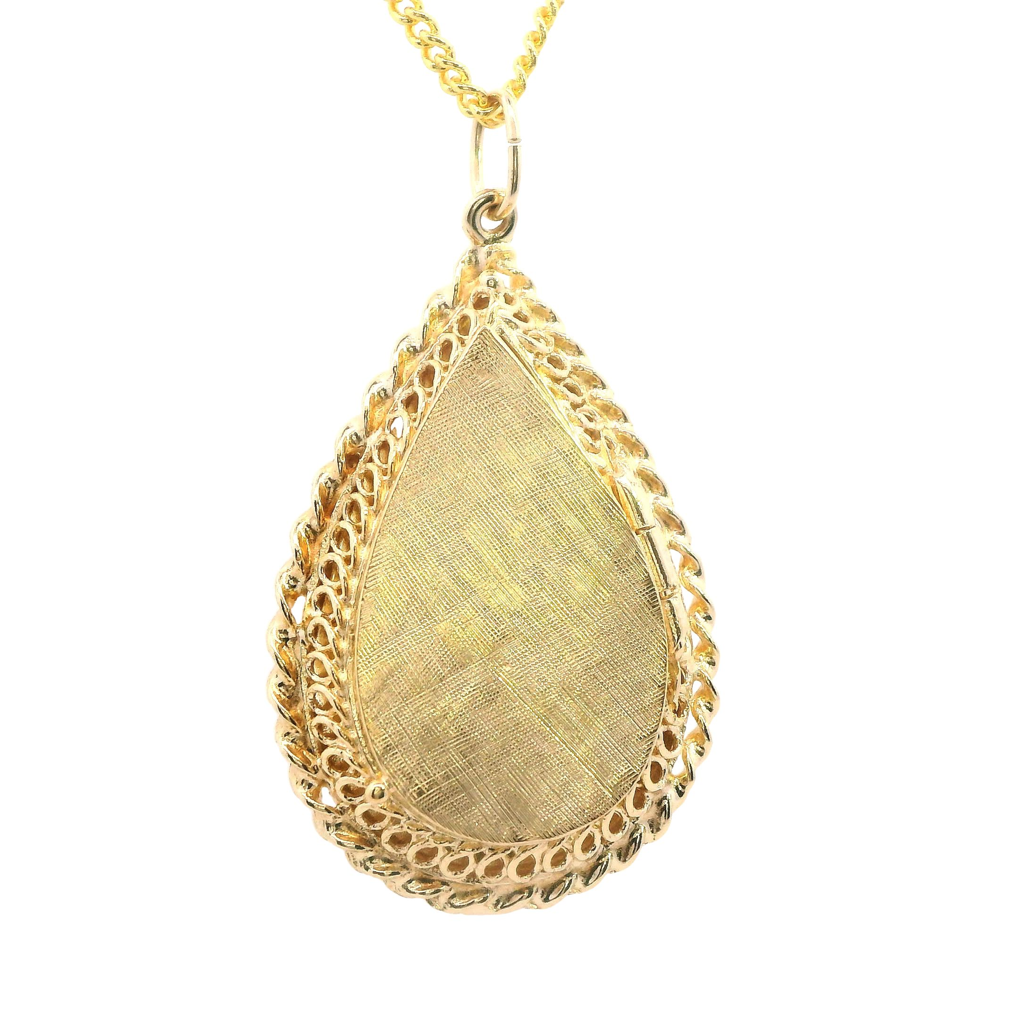 14K Yellow Gold Pear Shaped Locket