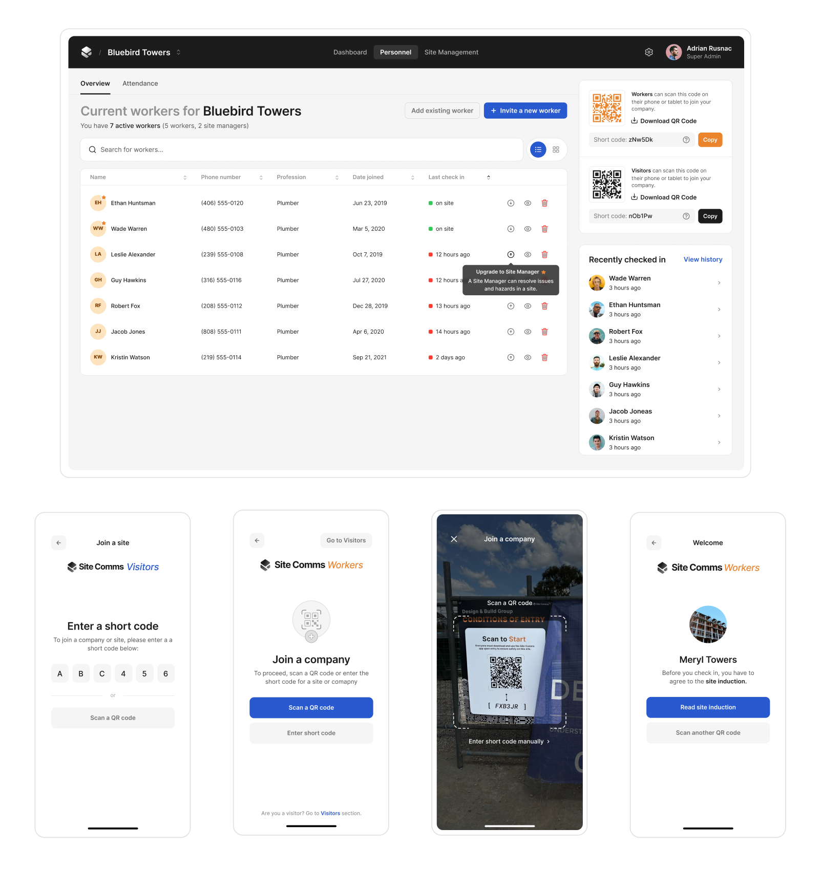 An image of the peronnel page with some scanning screens