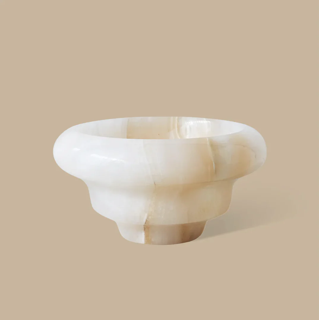Black Blaze - Flow decorative Bowl in white onyx