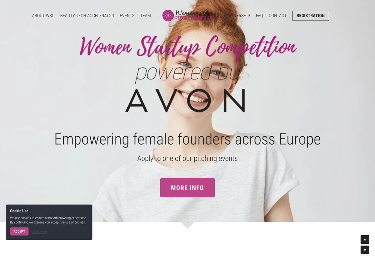 Screenshot of Women Startup Competition, from the event websites collection.