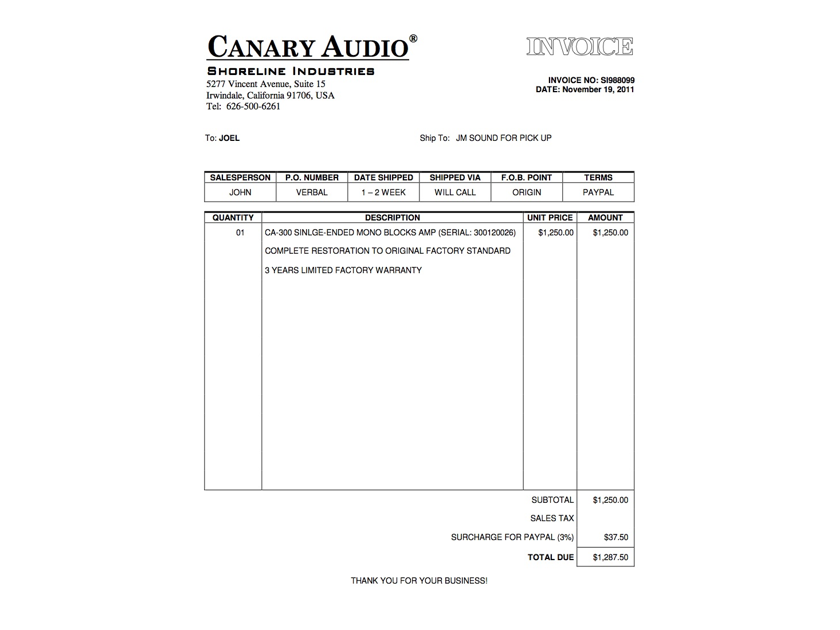 Canary Audio CA-300 Refurbished at factory