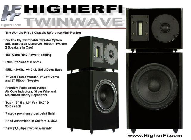 HigherFi  TwinWave Monitor ★ Ribbon OR Dome Tweeter swi...