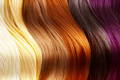 different colors in hair strands closeup