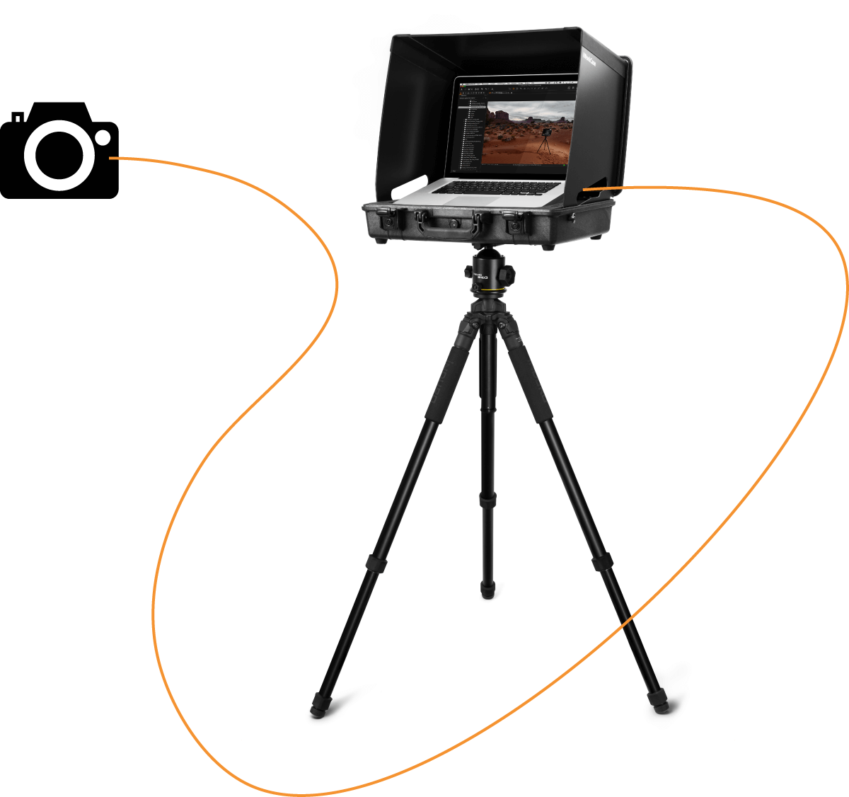 iworkcase digisystem on tripod with tethered camera