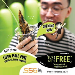 SOUR SALLY Lippo Mall Puri: Promo BUY 1 Large Black Sakura GET 1 FREE Regular Cup!ac sampai 09/27/2019