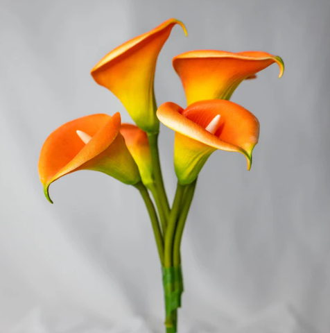 Orange Buttonhole Calla Lily - Realistic Artificial Flowers