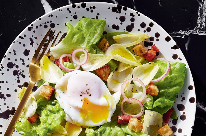 Green Salad with Poached Egg