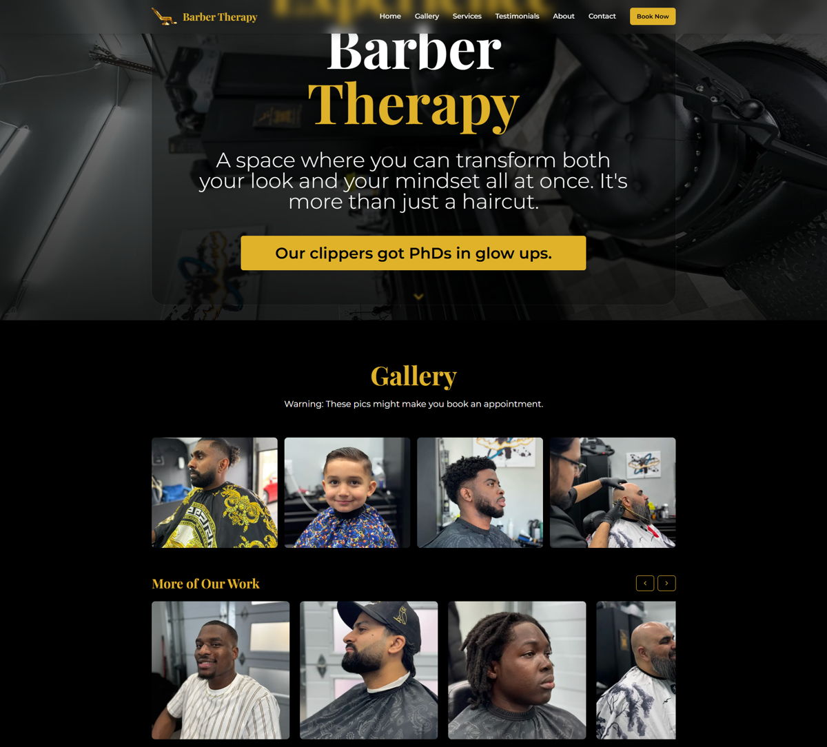 Screenshot of Barber Therapy, from the replit websites collection.