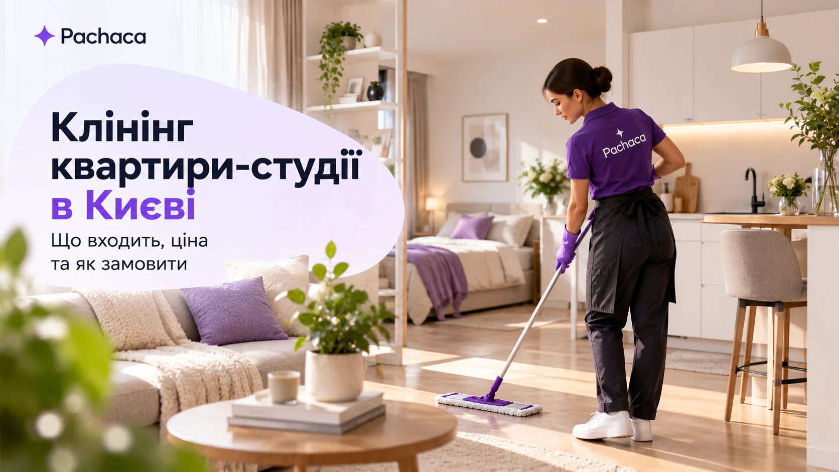 Клінінг квартири-студії Київ — прибирання невеликої квартири Pachaca