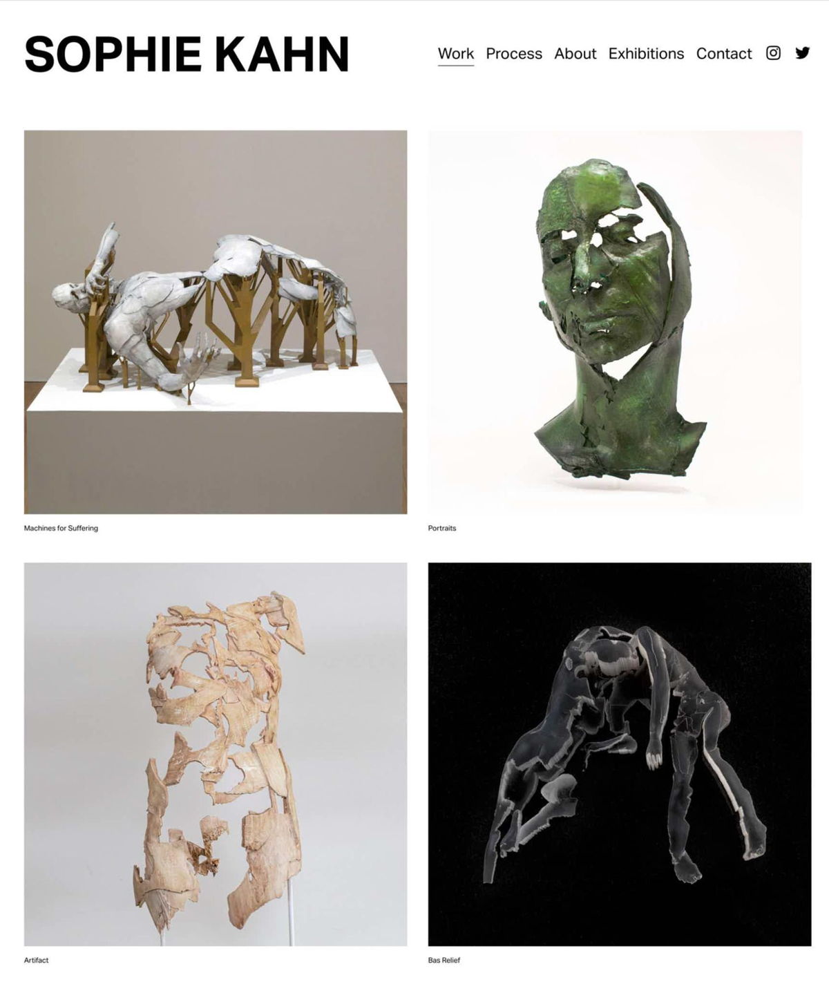 Screenshot of Sophie Kahn, from the sculptor portfolios collection.