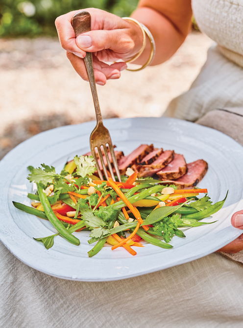 Glazed Duck with Green Bean and Marinated Vegetable Salad