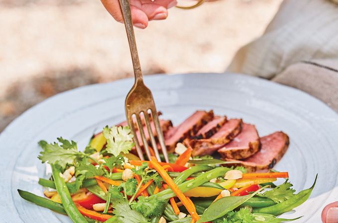 Glazed Duck with Green Bean and Marinated Vegetable Salad