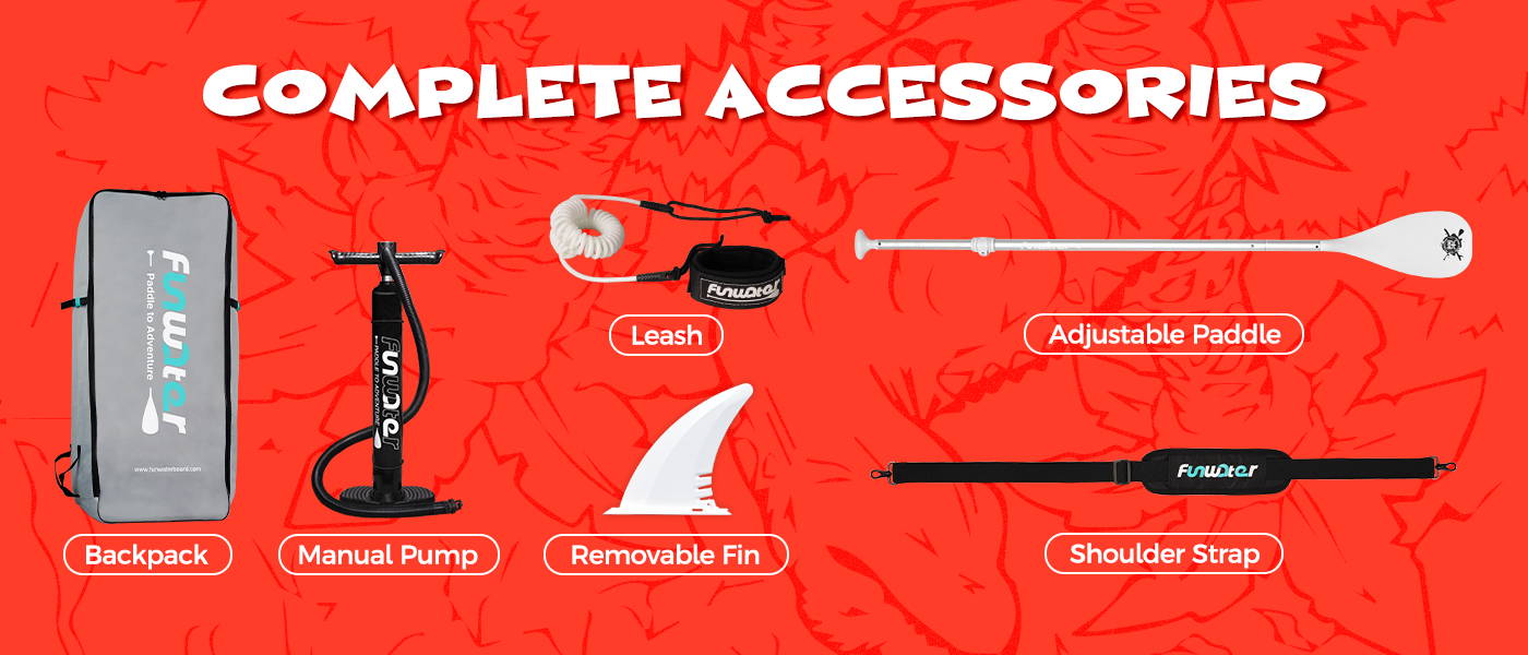 Blow up paddle board for child comes with complete accessories:backpack, manual pump, fins, paddle board paddle
