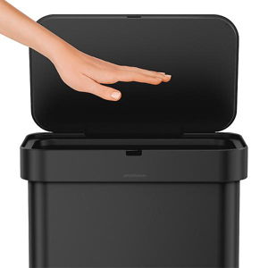 simplehuman 58L rectangular sensor can with voice control, matte black steel