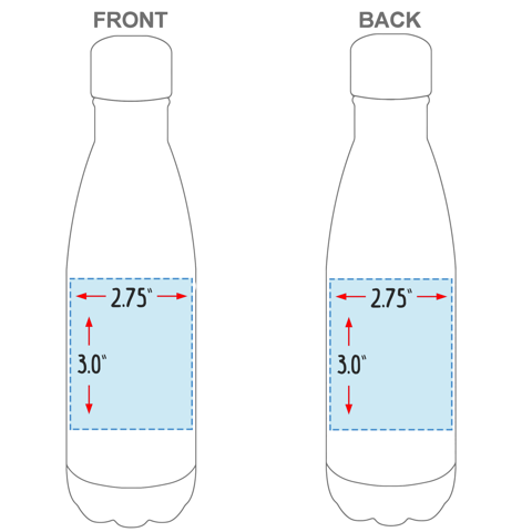 Custom Logo Water Bottle 17 oz Laser Engraved Business Logo Sizing
