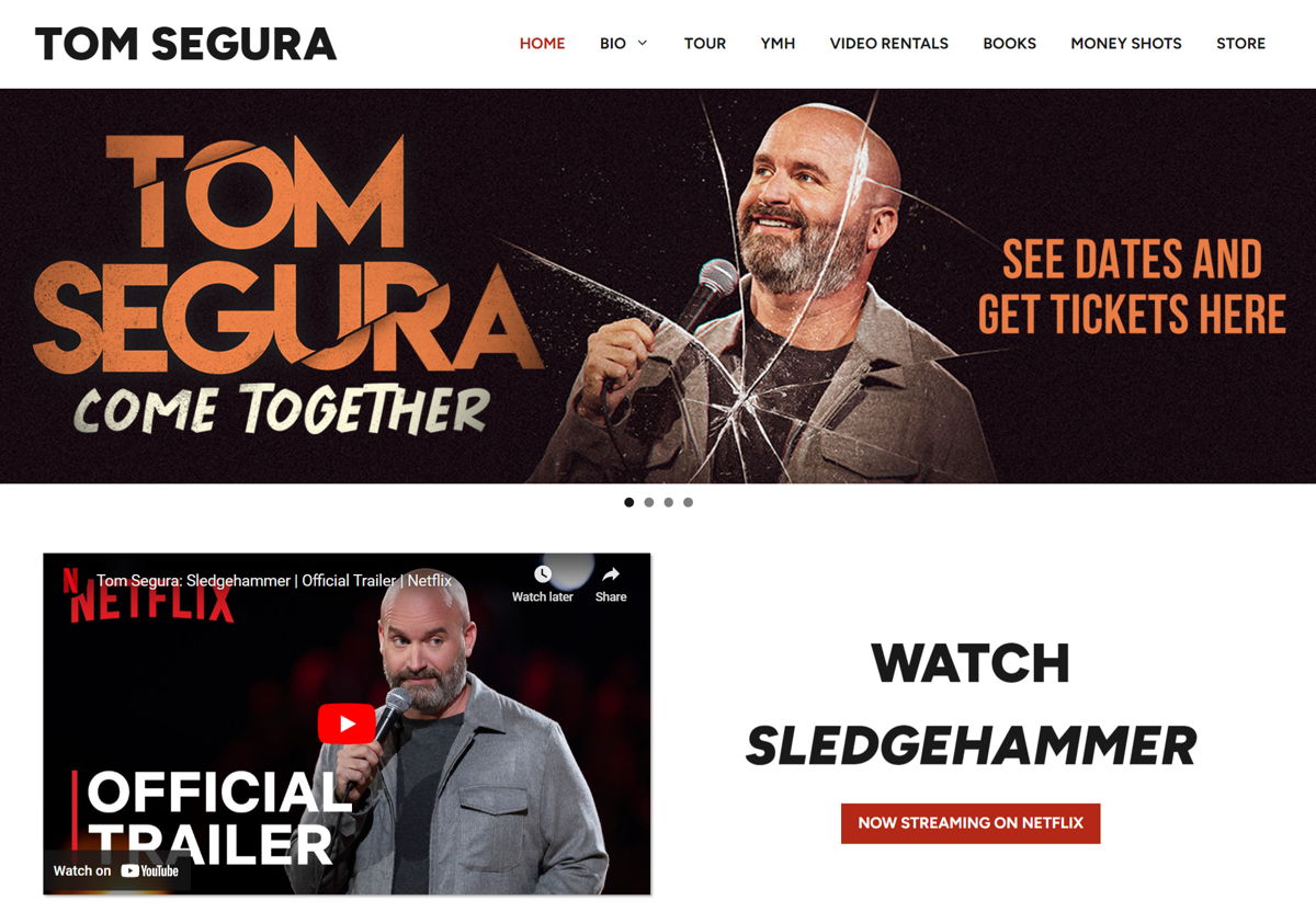 Screenshot of Tom Segura, from the stand-up comedian websites collection.