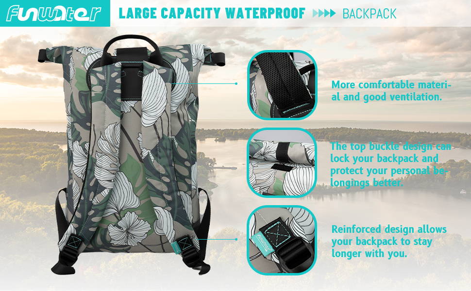 Funwater leaves backpack details display