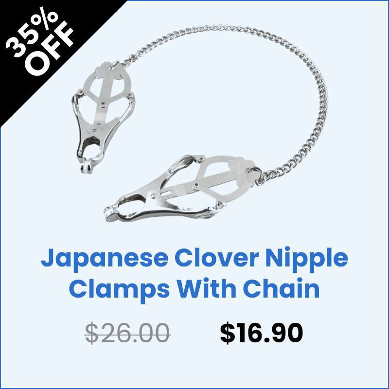 Lux Fetish Japanese Clover Nipple Clamps with Chain
