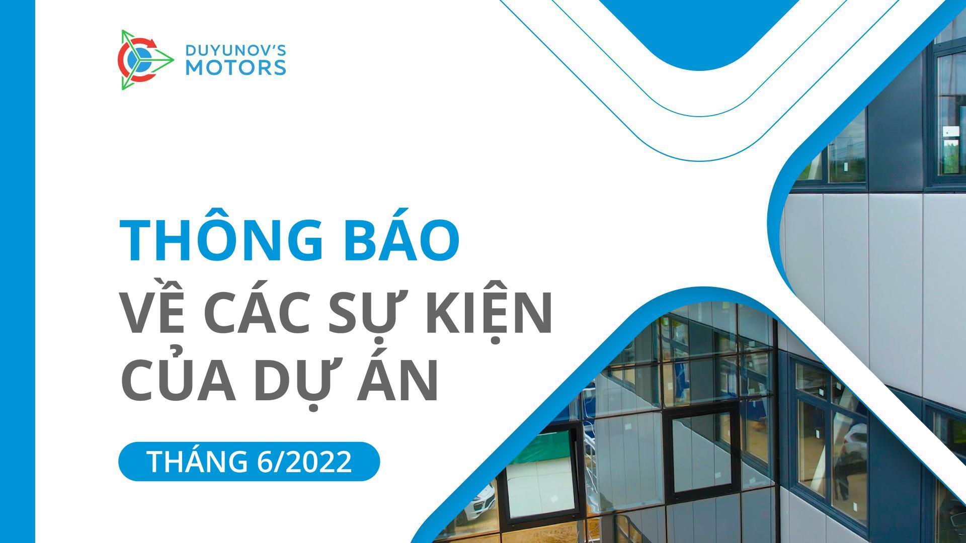 Các sự kiện chính của dự án: Thông báo tháng 6