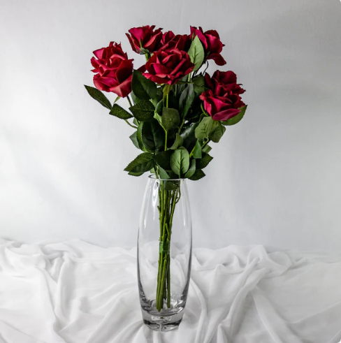 Red Open Bloom Real Touch Rose - Realistic Artficial Flowers