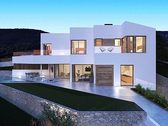  Balearen
- Moderne Villa in minimalistischem Stil zum Kauf in Alcúdia auf Mallorca