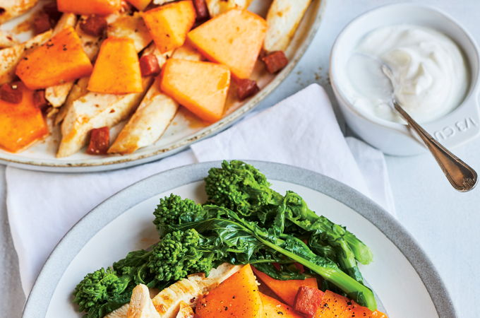 Spicy Chicken with Cantaloupe and Chorizo