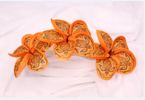 Sunset Orange Turtle Frangipani Real Touch (6 Pack) - Realistic Artificial Flowers - Image 3