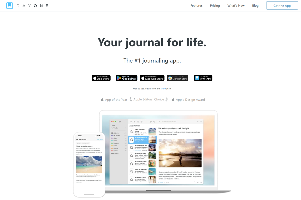Screenshot of Day One Journal, from the app websites collection.