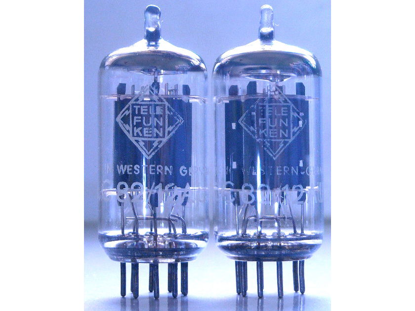 TELEFUNKEN ECC82 <> 12AU7 2 MATCHED PAIR RIB AND SMOOTH MINTY TEST NOS