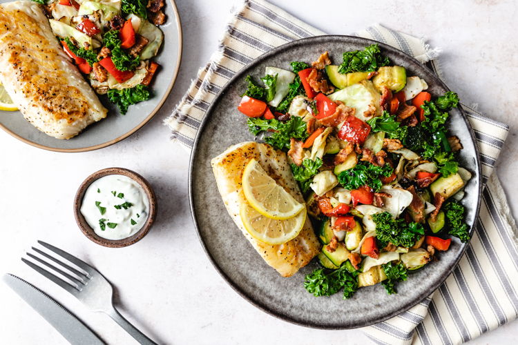 Photo of Wild Cod with Creamy Dill Sauce & Vegetable Hash