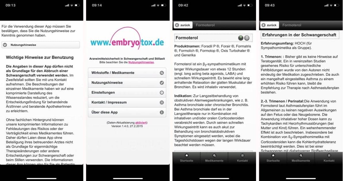 Screenshot Embryotox App